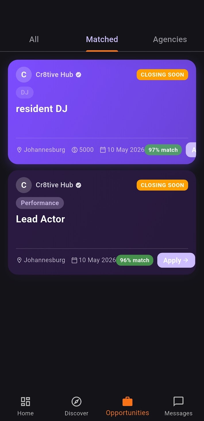 Matched opportunity with 97% match badge